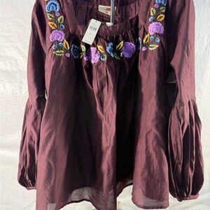 Embroidered Purple Women's Top